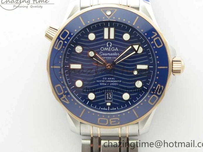 1223 2018 Seamaster Diver 300M SS RG VSF 1:1 Best Edition RG Bezel Blue Dial on SS RG Bracelet A Sleek 7925